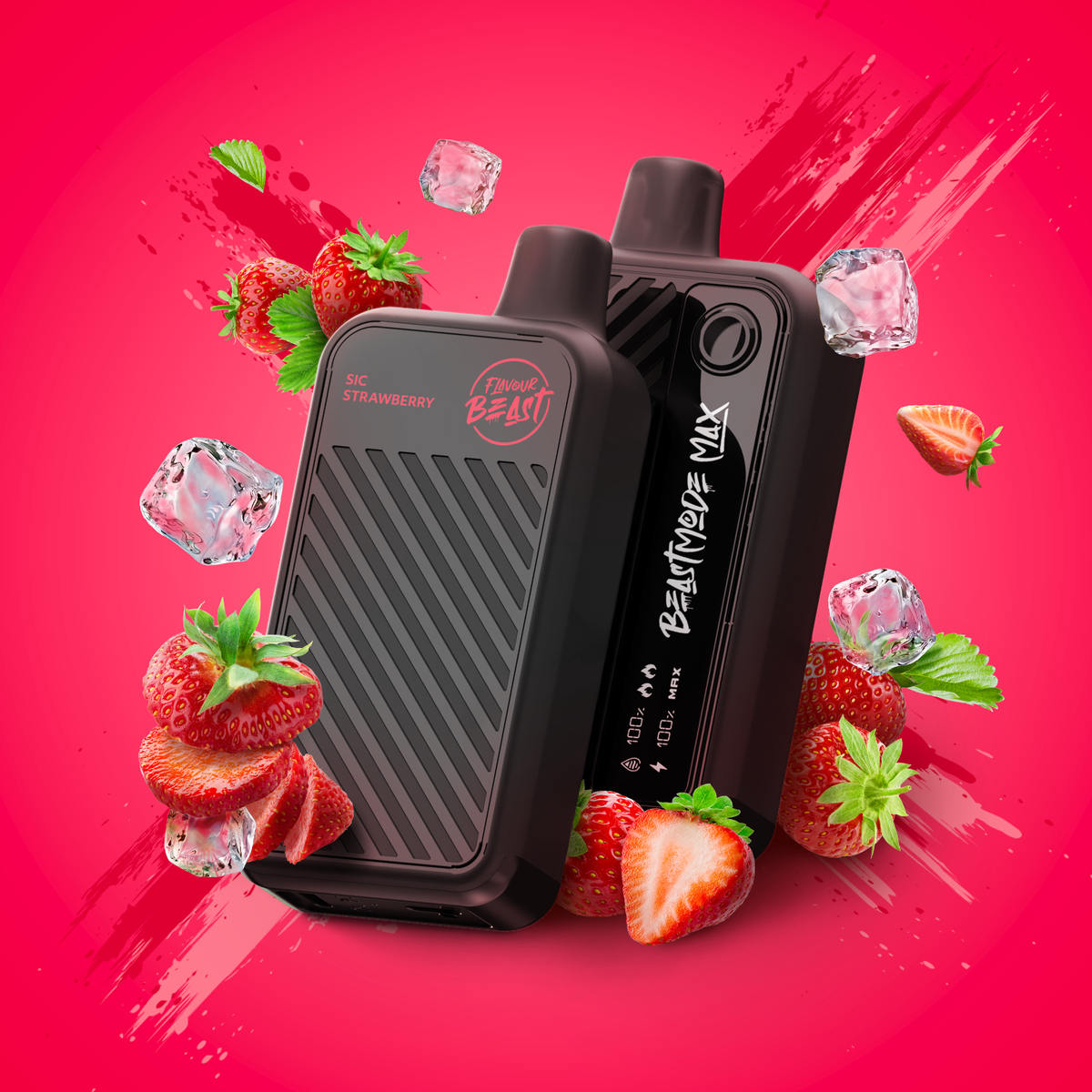 Sic Strawberry Iced Vape - Flavour Beast Beast Mode Max 18K Disposable