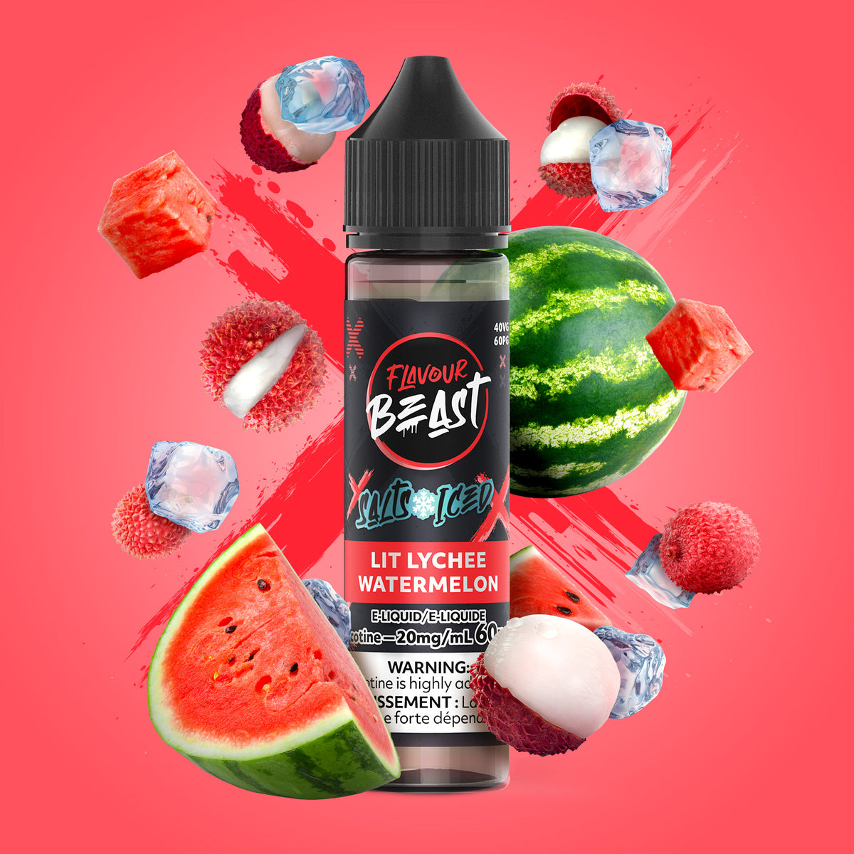Lit Lychee Watermelon Iced Vape - Flavour Beast E-Liquid - 20mg/mL (60mL)