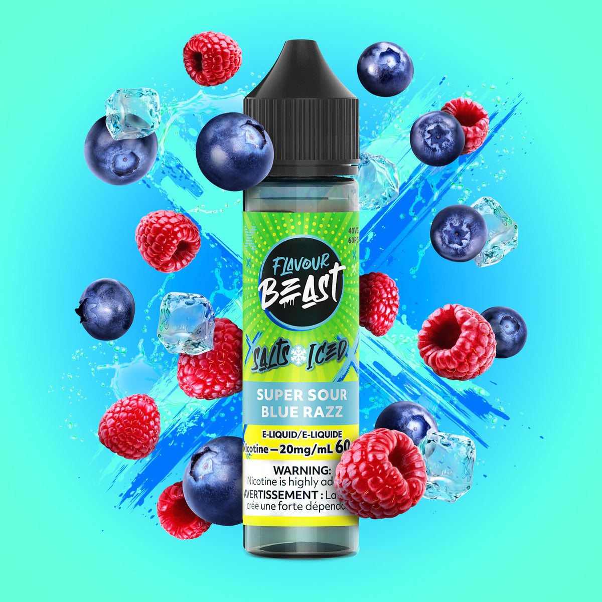 Super Sour Blue Razz Vape - Flavour Beast E-Liquid  - 20mg/mL (60mL)