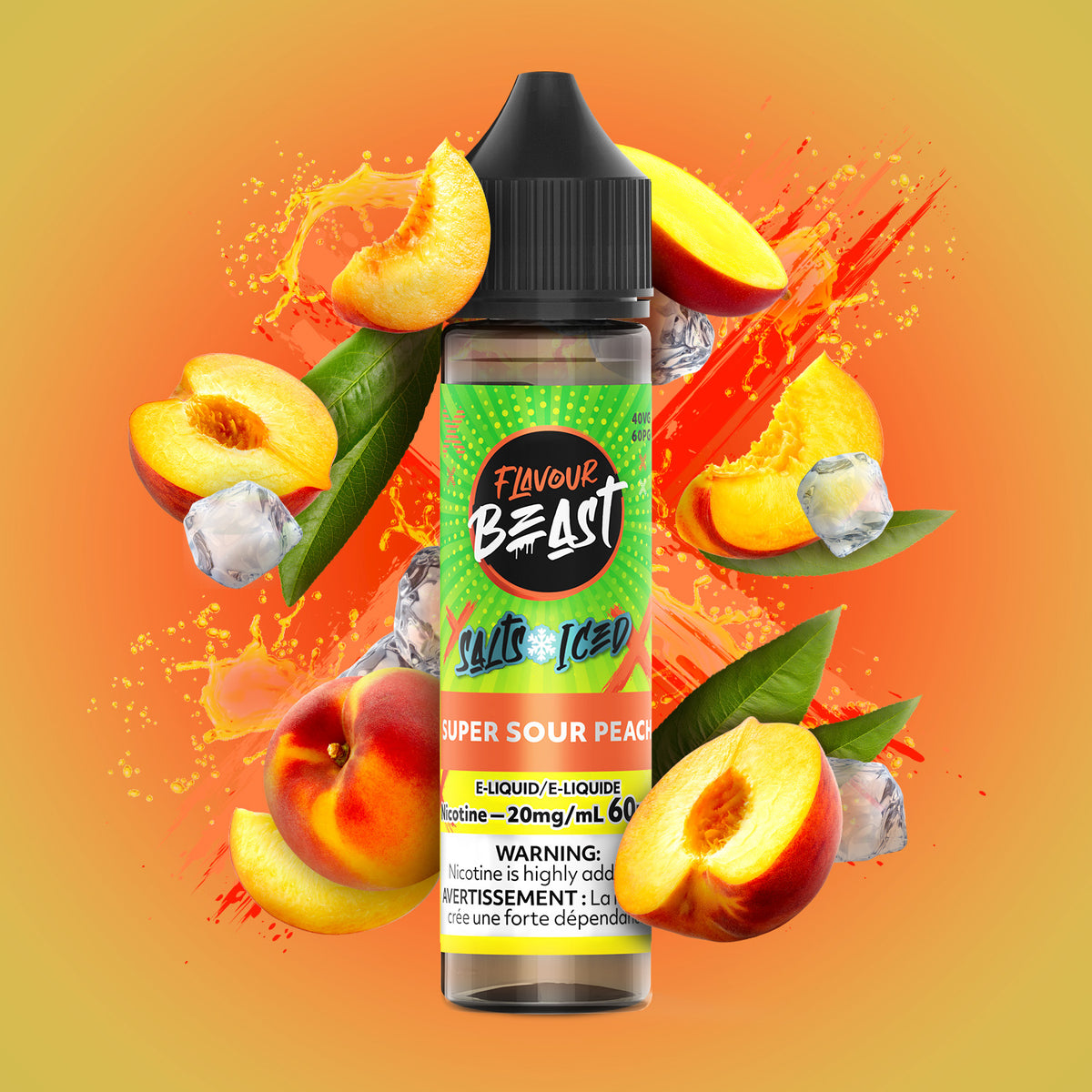 Super Sour Peach Vape - Flavour Beast E-Liquid - 20mg/mL (60mL)