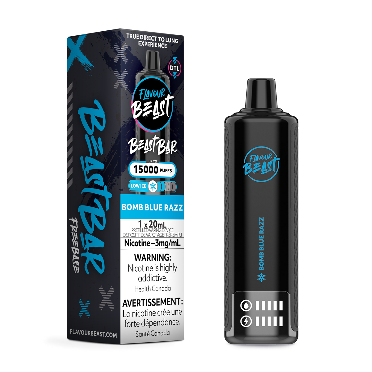 Bomb Blue Razz Low Ice Vape - Beast Bar 15K Disposable