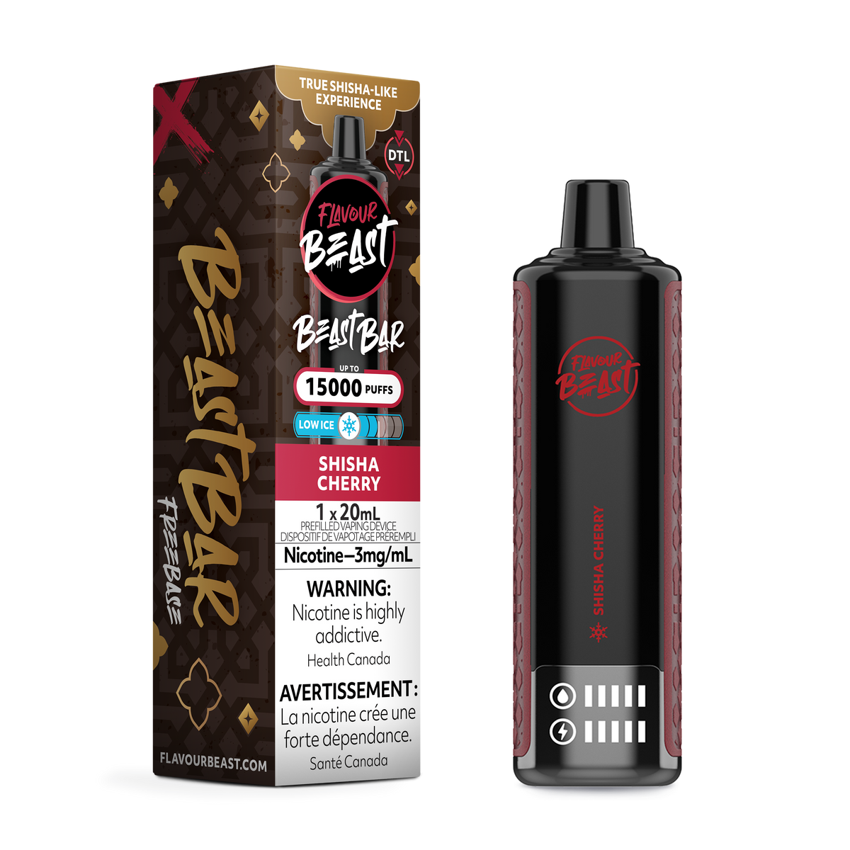 Shisha Cherry Low Ice Vape - Beast Bar 15K Disposable