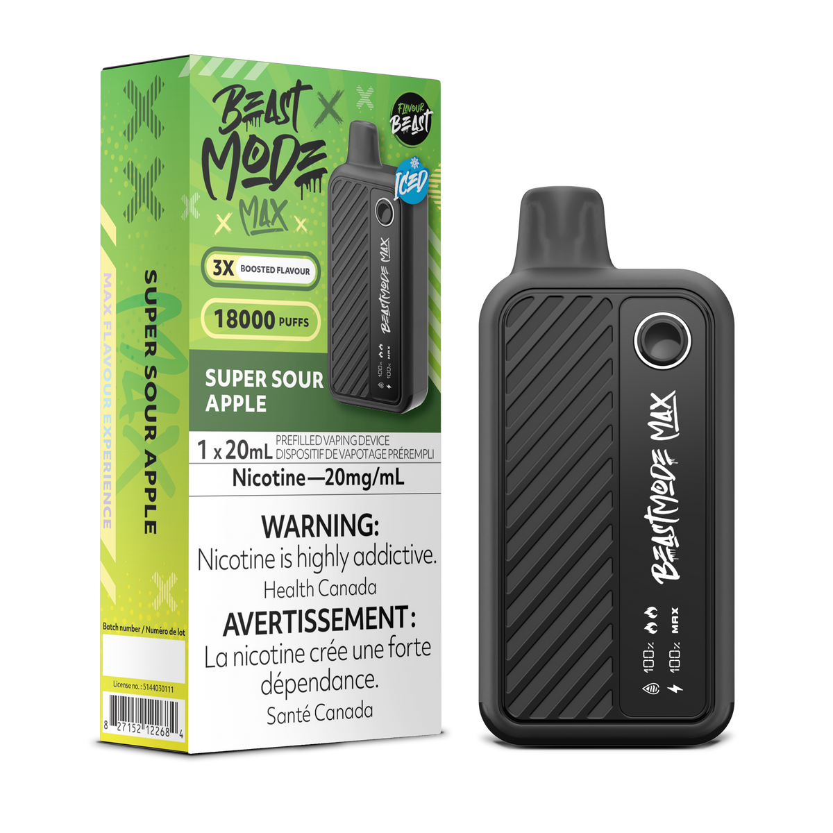Super Sour Apple Vape - Flavour Beast Beast Mode Max 18K Disposable