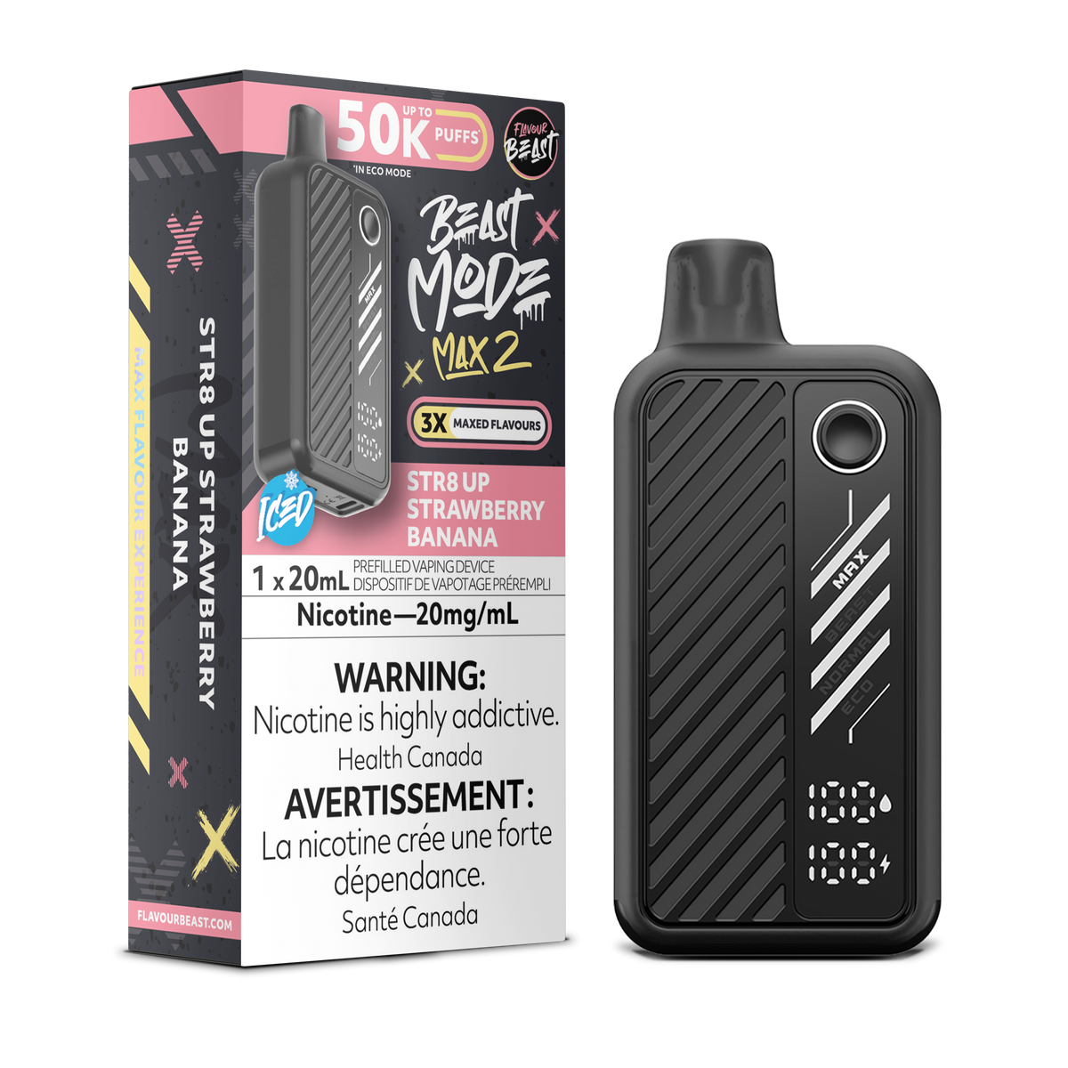 STR8 UP Strawberry Banana Vape  – Beast Mode Max 2 –  50 K Puffs| Disposable Canada