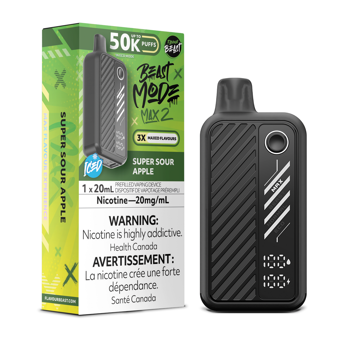 Super Sour Apple Vape  – Beast Mode Max 2 –  50 K Puffs| Disposable Canada