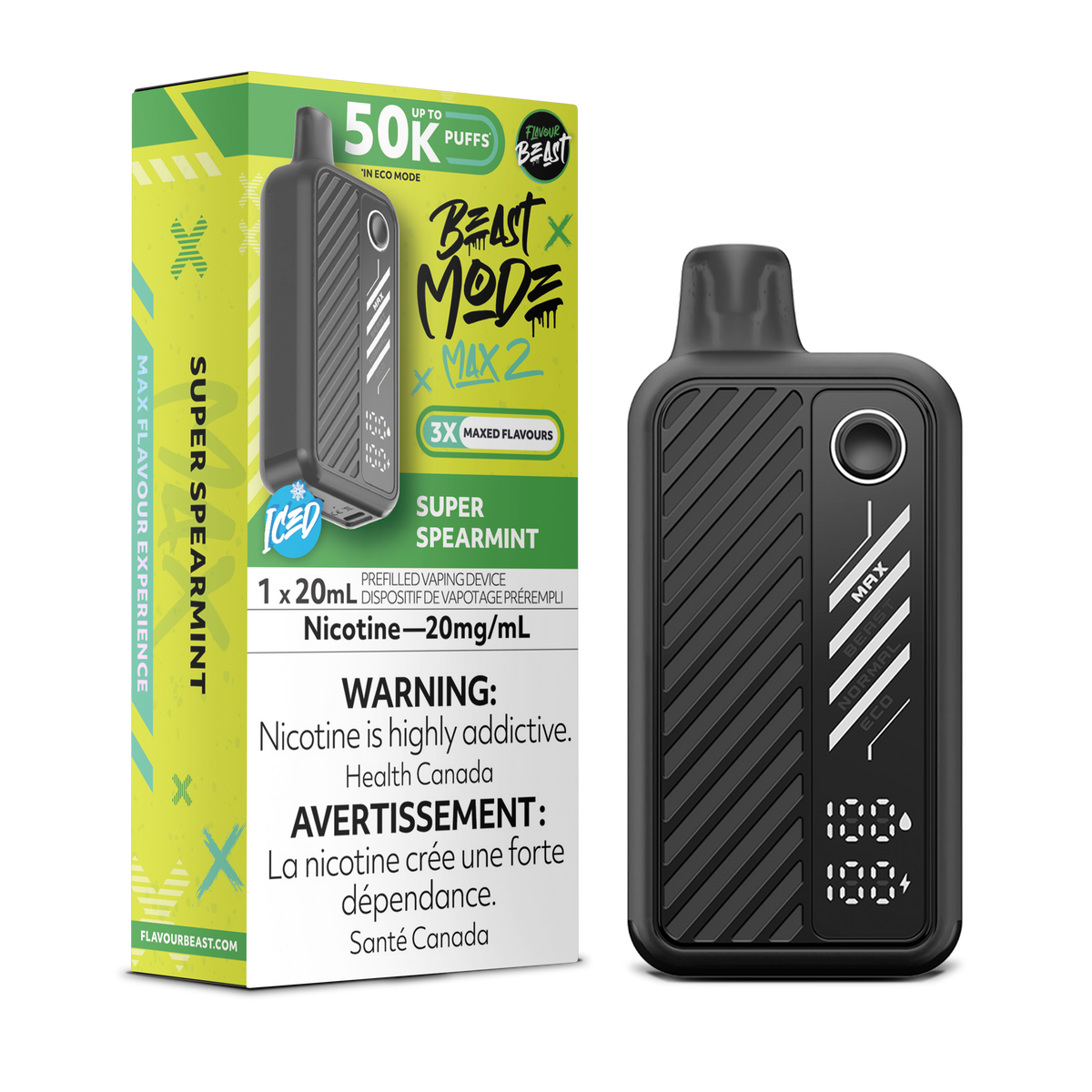 Super Spearmint Vape  – Beast Mode Max 2 –  50 K Puffs| Disposable Canada
