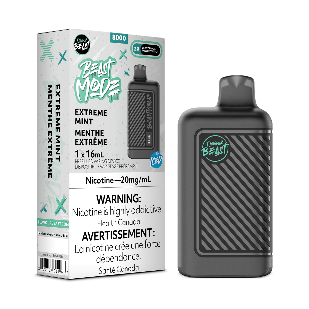 Extreme Mint Iced Vape - Flavour Beast Beast Mode 8K Disposable
