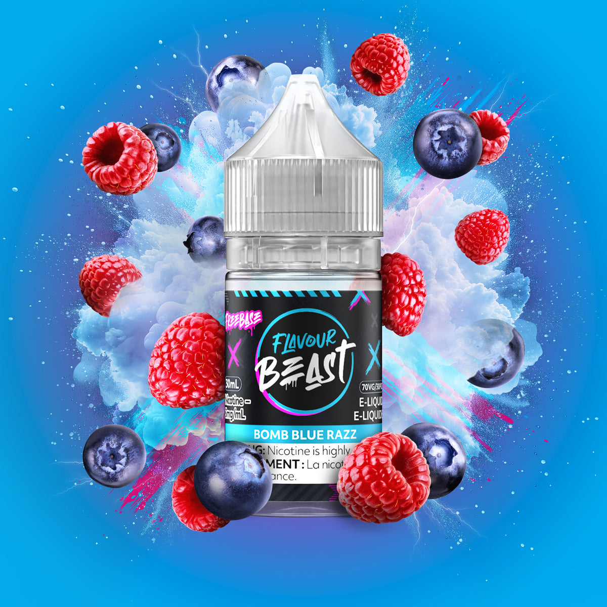 Bomb Blue Razz E-Liquid - 30mL Freebase E-Liquid Canada - 3mg/mL (30mL)