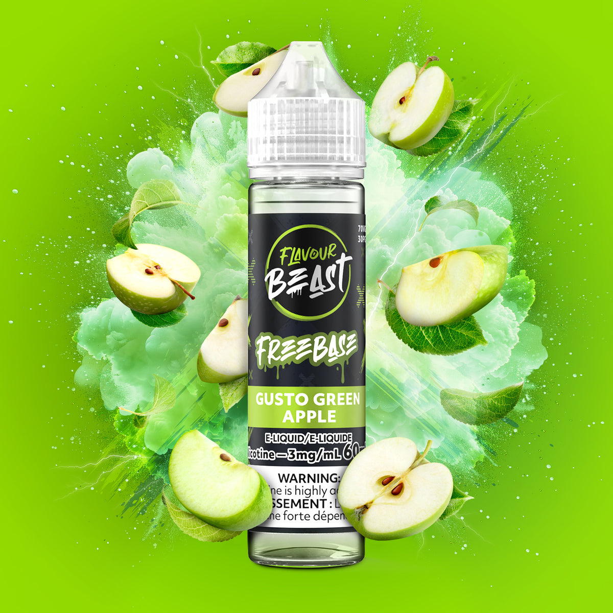 Gusto Green Apple E-Liquid- 30mL Freebase E-Liquid Canada - 3mg/mL (60ml)