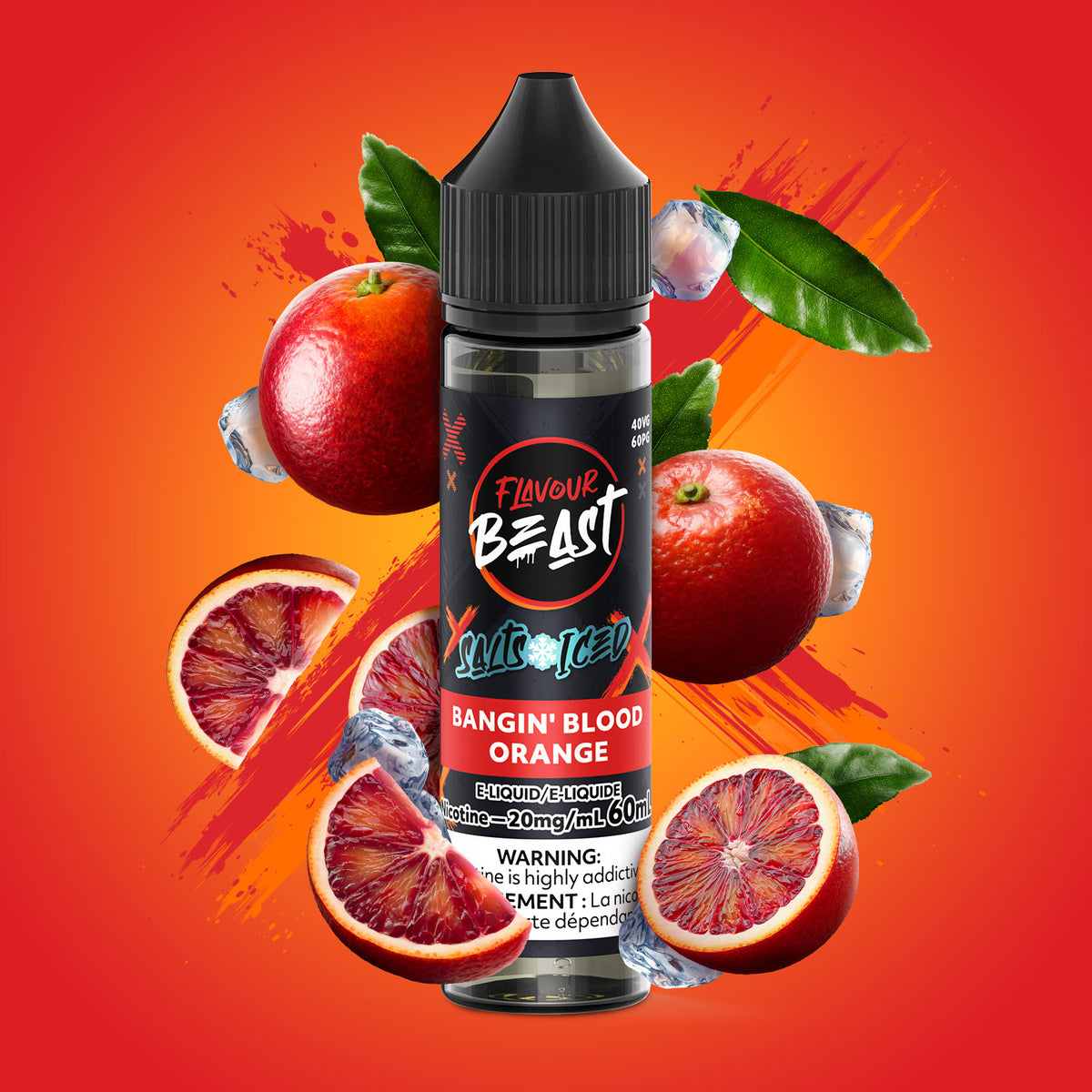 Bangin' Blood Orange Iced E-Liquid 30mL - Refreshing Citrus Vape - 20mg/mL (60mL)