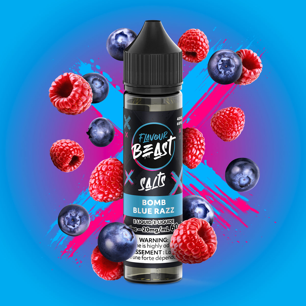 Bomb Blue Razz Vape - Flavour Beast E-Liquid - 20mg/mL (60mL)