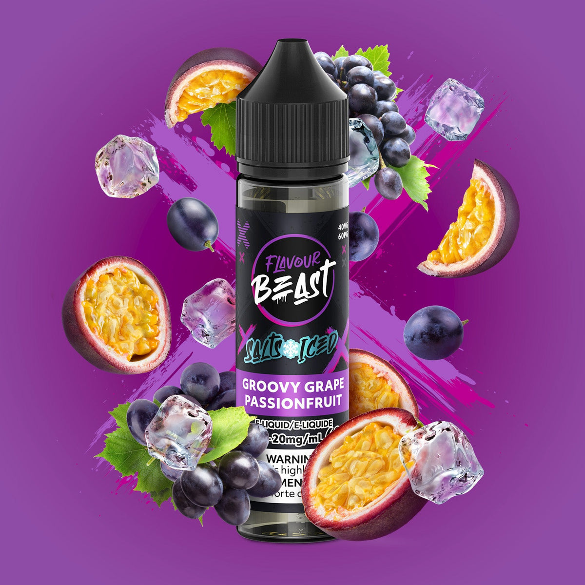 Groovy Grape Passionfruit Iced - Flavour Beast E-Liquid - 20mg/mL (60mL)