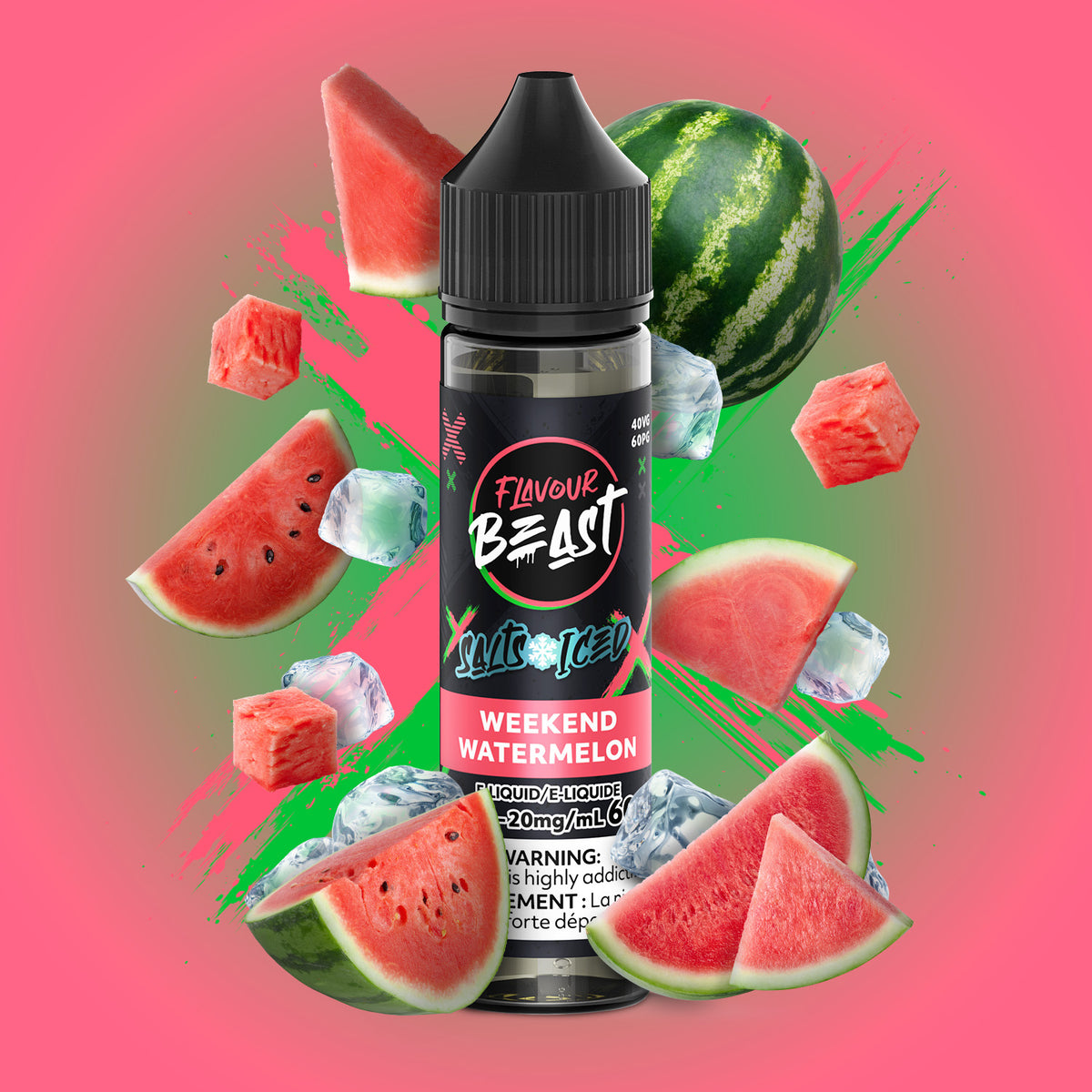 Weekend Watermelon Iced Vape - Flavour Beast E-Liquid - 20mg/mL (60mL)