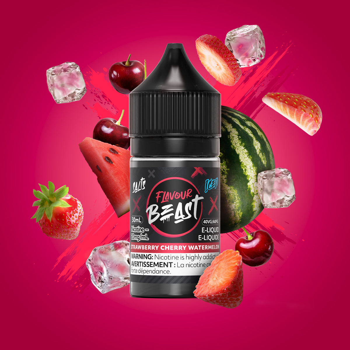 Flavour Beast E-Liquid - Strawberry Cherry Watermelon Iced