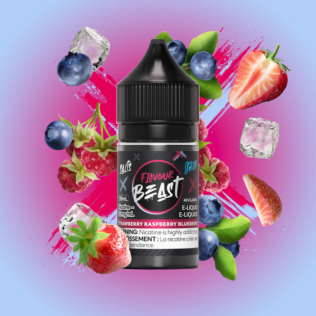 Flavour Beast E-Liquid - Strawberry Raspberry Blueberry Iced