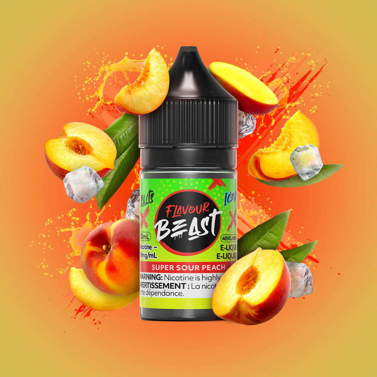 Super Sour Peach Vape - Flavour Beast E-Liquid - 20mg/mL (30mL)