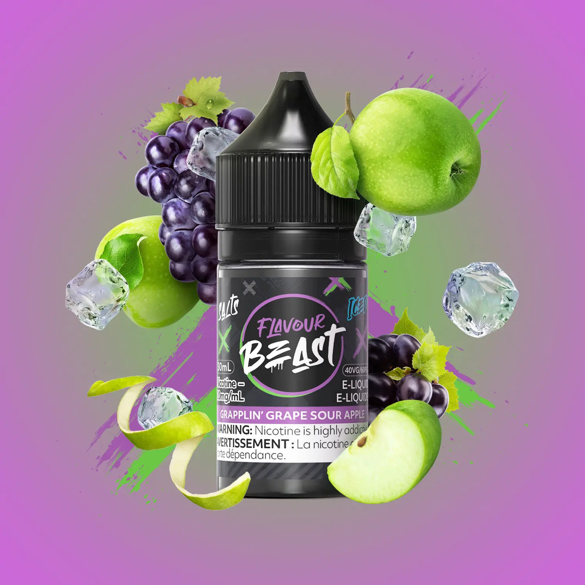 Grapplin' Grape Sour Apple Iced Vape - Flavour Beast E-Liquid - 20mg/mL (30mL), 10mg/mL (30mL)