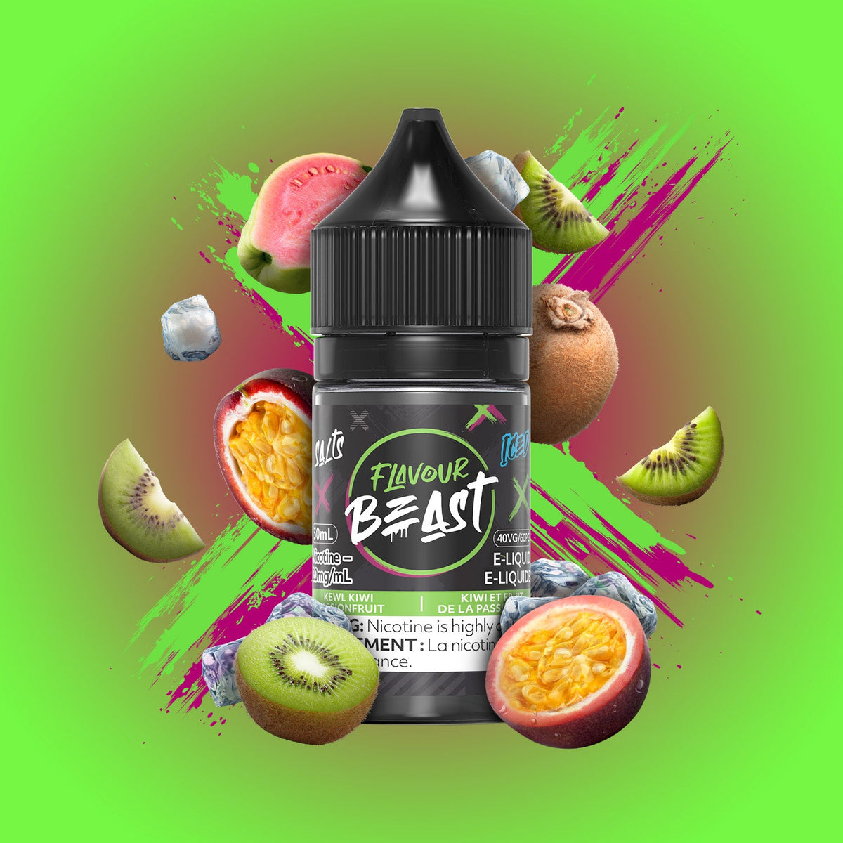 Kewl Kiwi Passionfruit Iced - Flavour Beast E-Liquid  - 20mg/mL (30mL)