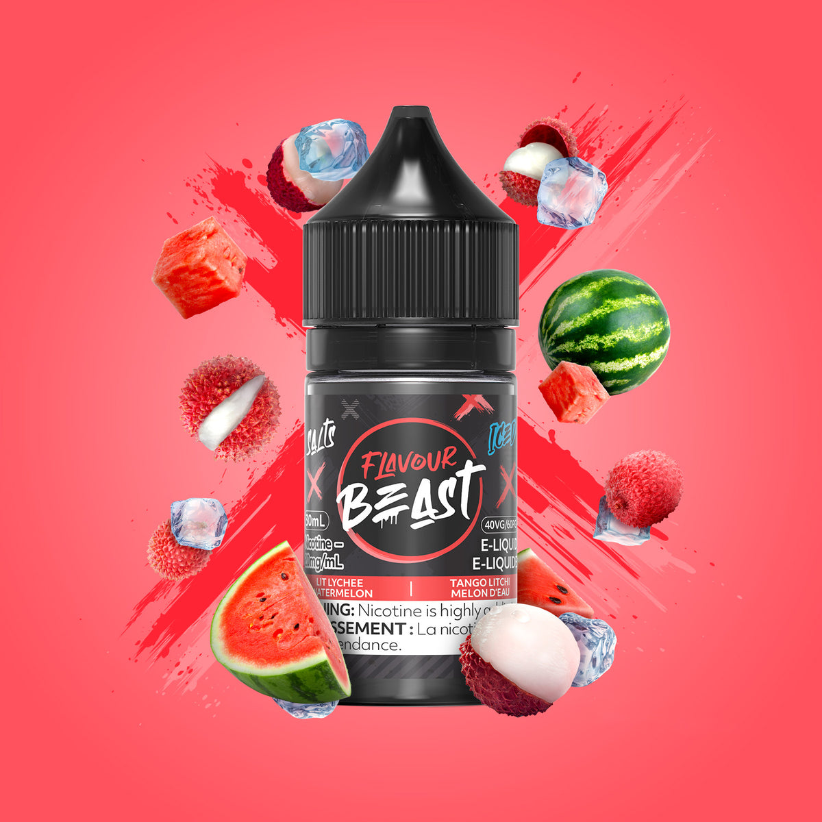 Lit Lychee Watermelon Iced Vape - Flavour Beast E-Liquid - 20mg/mL (30mL), 10mg/mL (30mL)