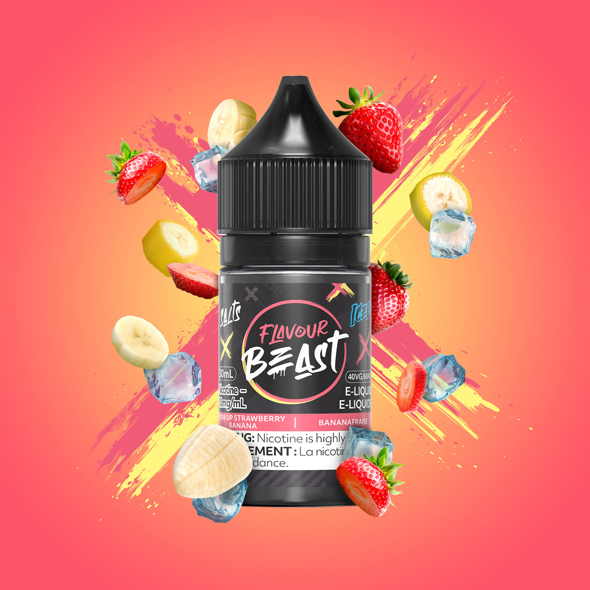 STR8 UP Strawberry Banana Iced Vape - Flavour Beast E-Liquid - 20mg/mL (30mL), 10mg/mL (30mL)