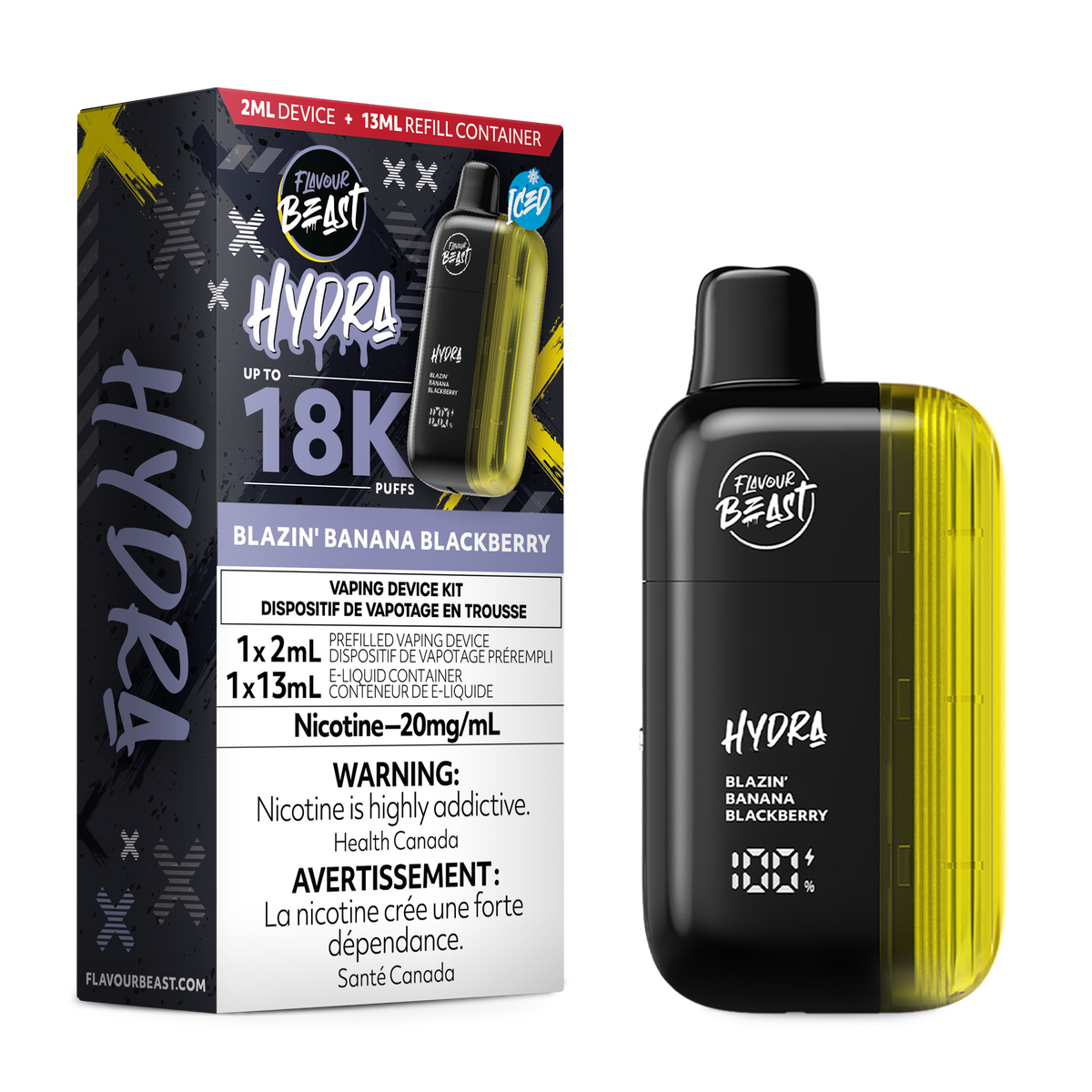 Flavour Beast Hydra 18K Disposable Vape - Blazin' Banana Blackberry | Canada