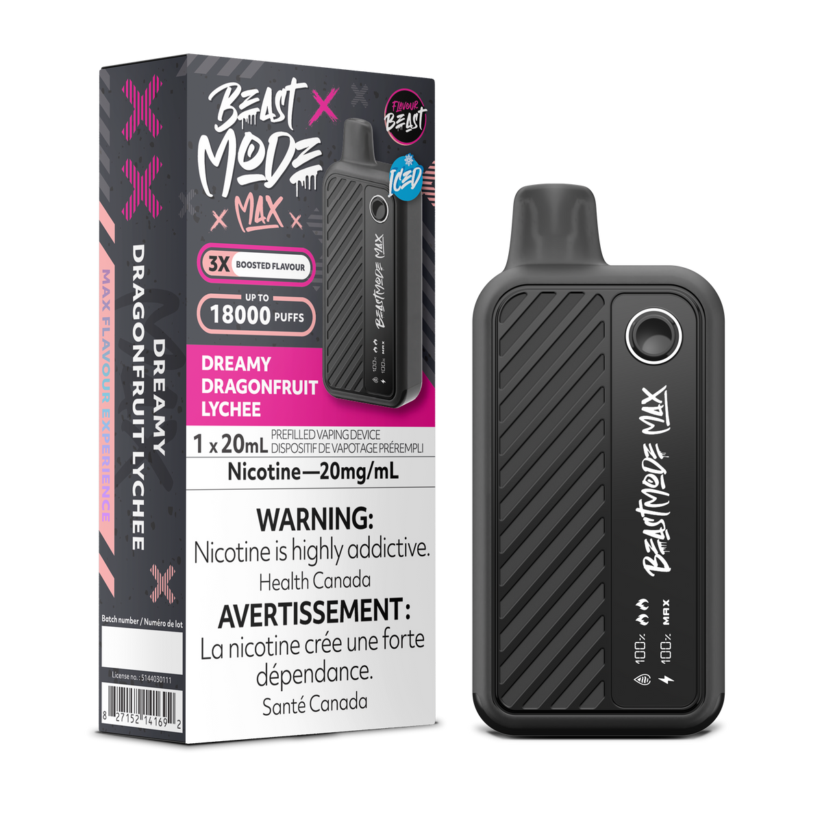 Dreamy Dragonfruit Lychee Vape - Flavour Beast Beast Mode Max 18K Disposable
