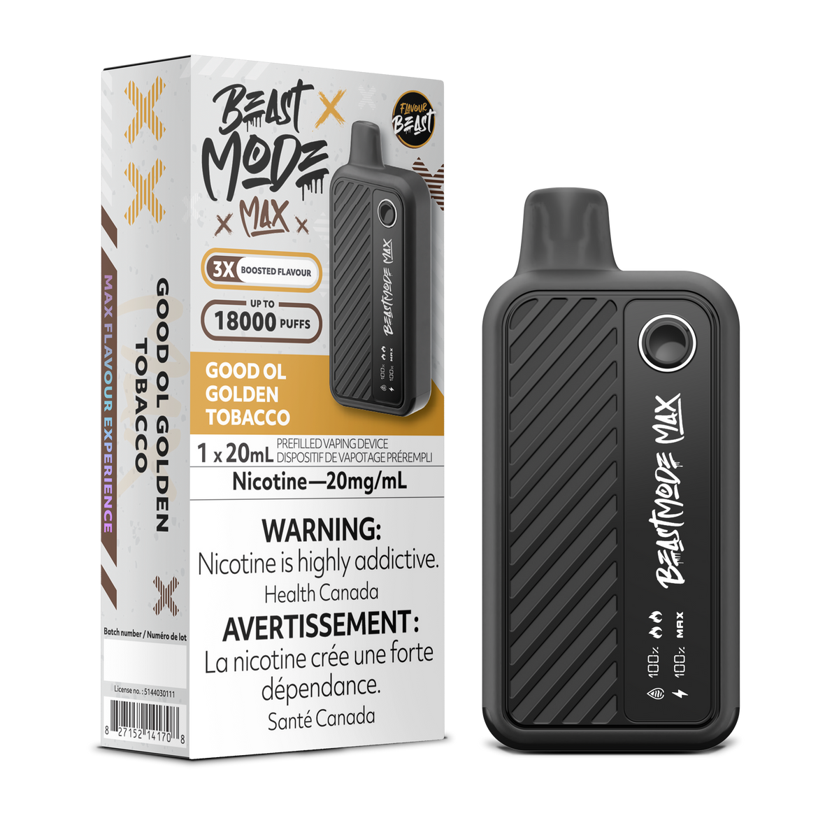 Good Ol' Golden Tobacco Vape - Flavour Beast Beast Mode Max 18K