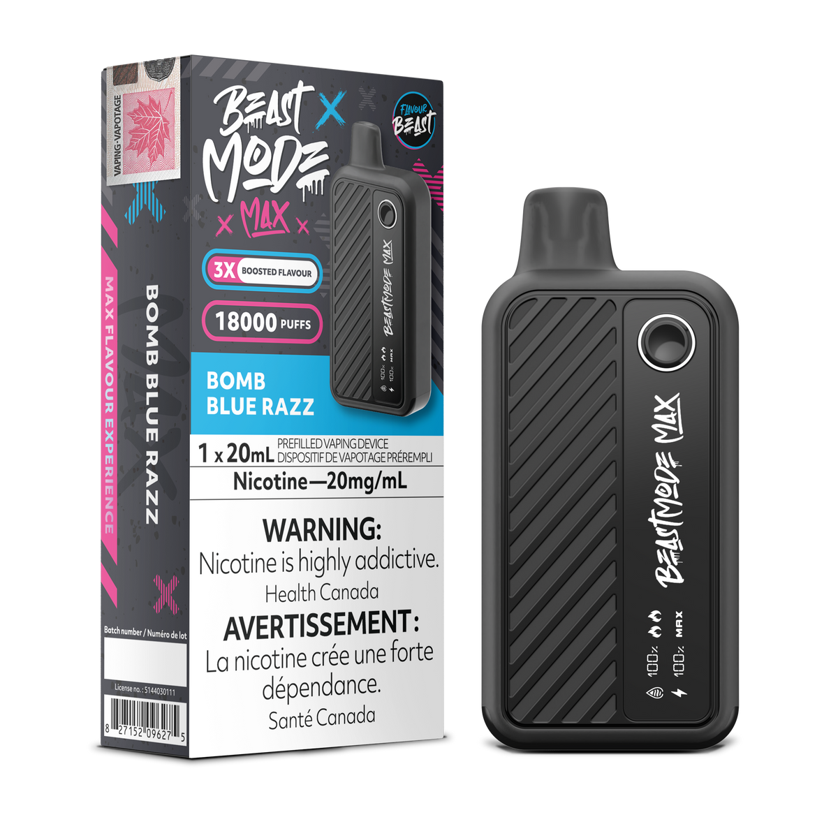Bomb Blue Razz Vape - Flavour Beast Beast Mode Max 18K Disposable  