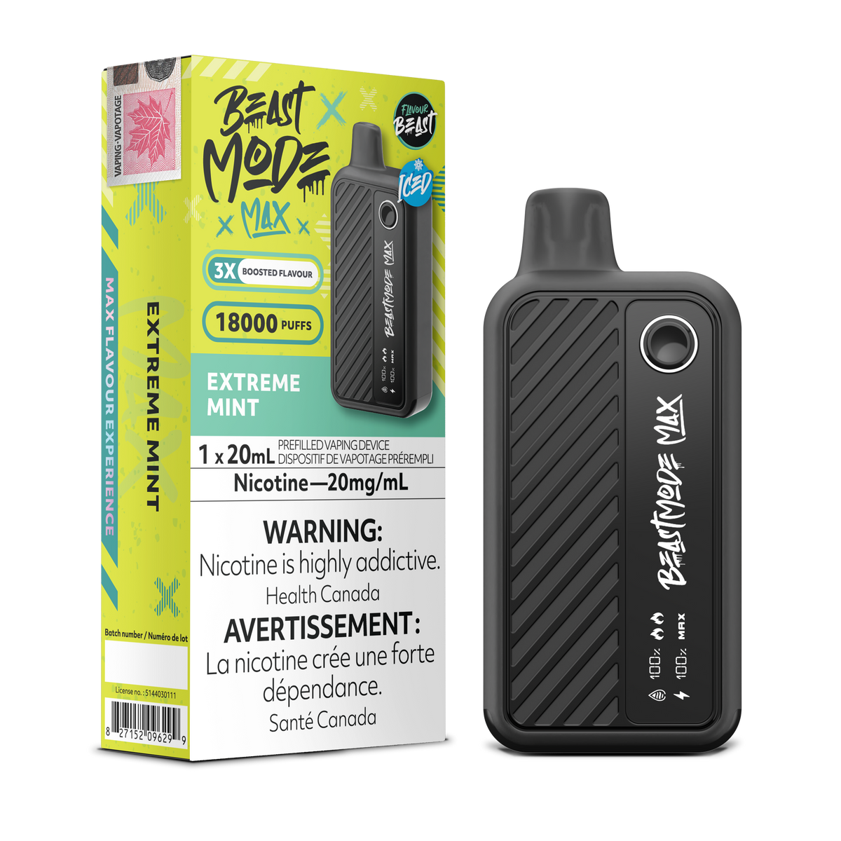 Extreme Mint Iced Vape - Flavour Beast Beast Mode Max 18K Disposable  