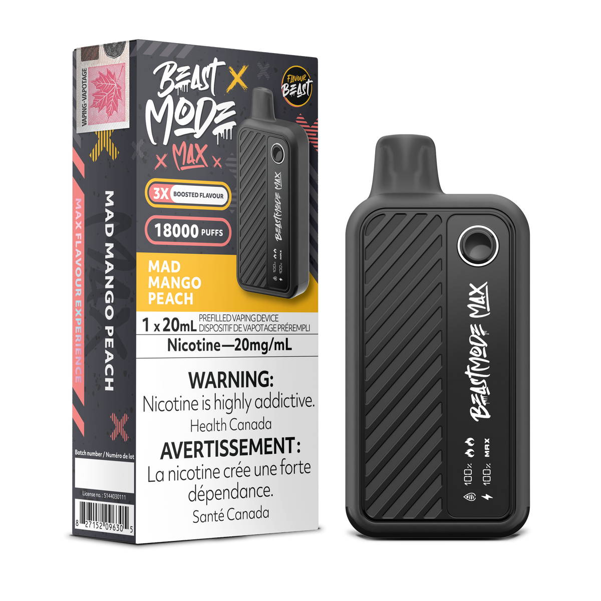 Mad Mango Peach Vape - Flavour Beast Beast Mode Max 18K Disposable  