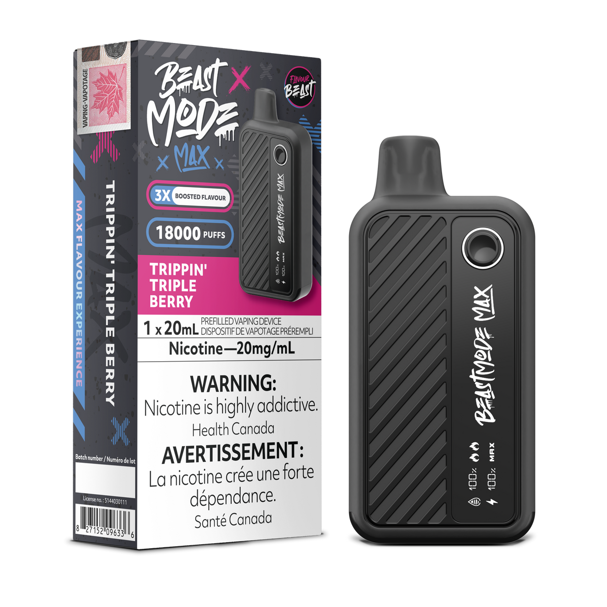Trippin' Triple Berry Vape - Flavour Beast Beast Mode Max 18K Disposable  