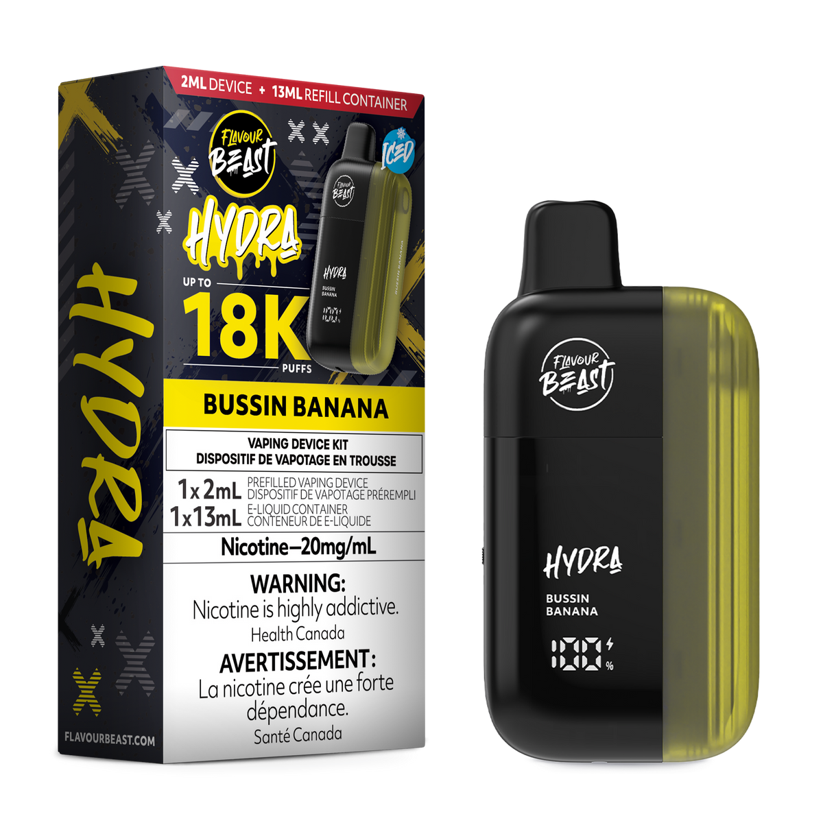 Bussin Banana Iced - Hydra Disposable Vape Flavour Beast Bussin Banana Iced - Hydra Disposable Vape Flavour Beast