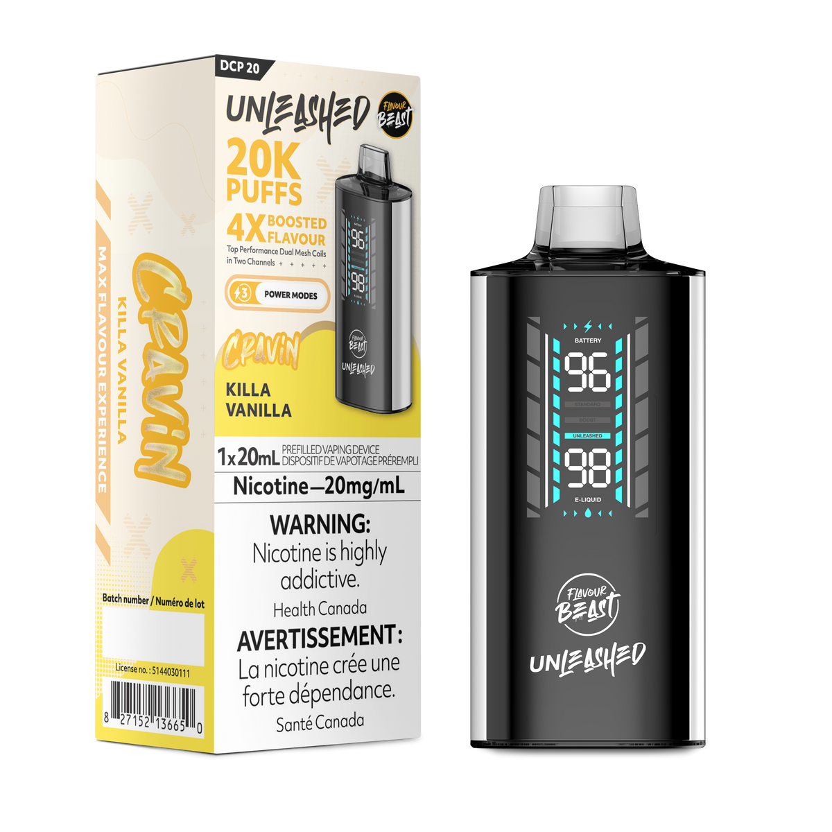 Flavour Beast Unleashed DCP 20K Disposable - Killa Vanilla