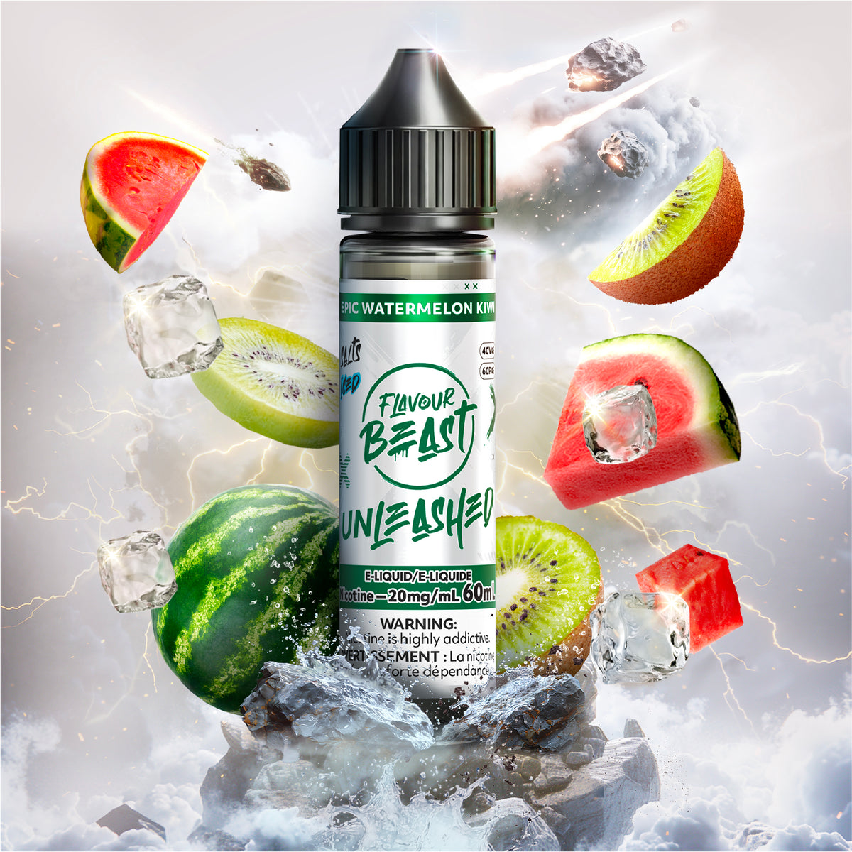 Unleashed E-Liquid - Epic Watermelon Kiwi (ON) - 20mg/mL (60mL)