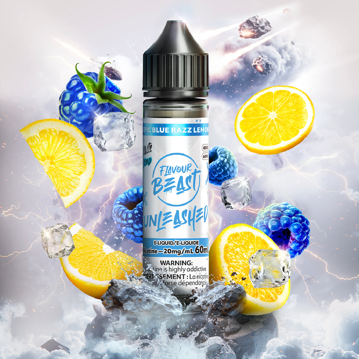 Unleashed E-Liquid - Epic Blue Razz Lemon (ON) - 20mg/mL (60mL)