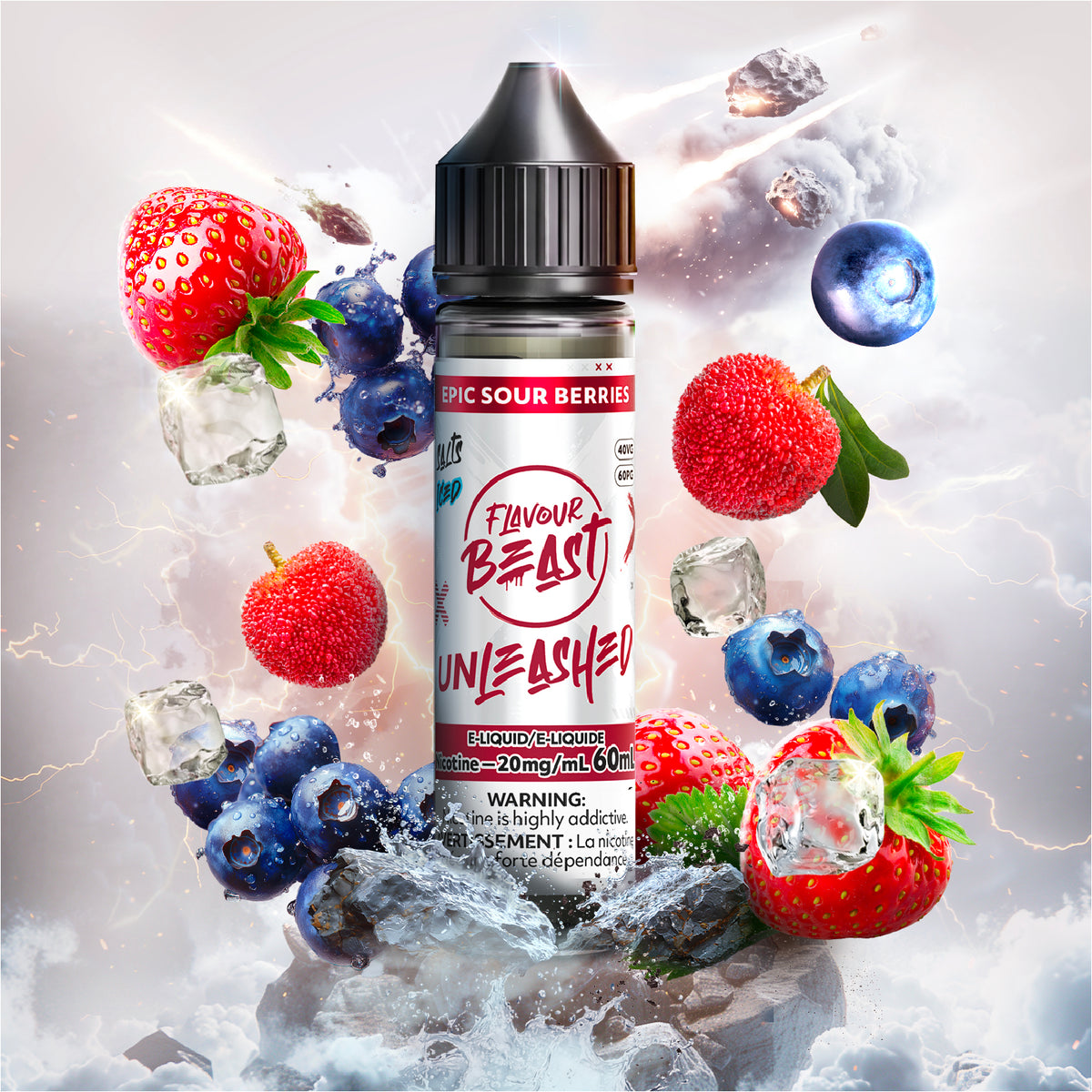 Unleashed E-Liquid - Epic Sour Berries (ON) - 20mg/mL (60mL)