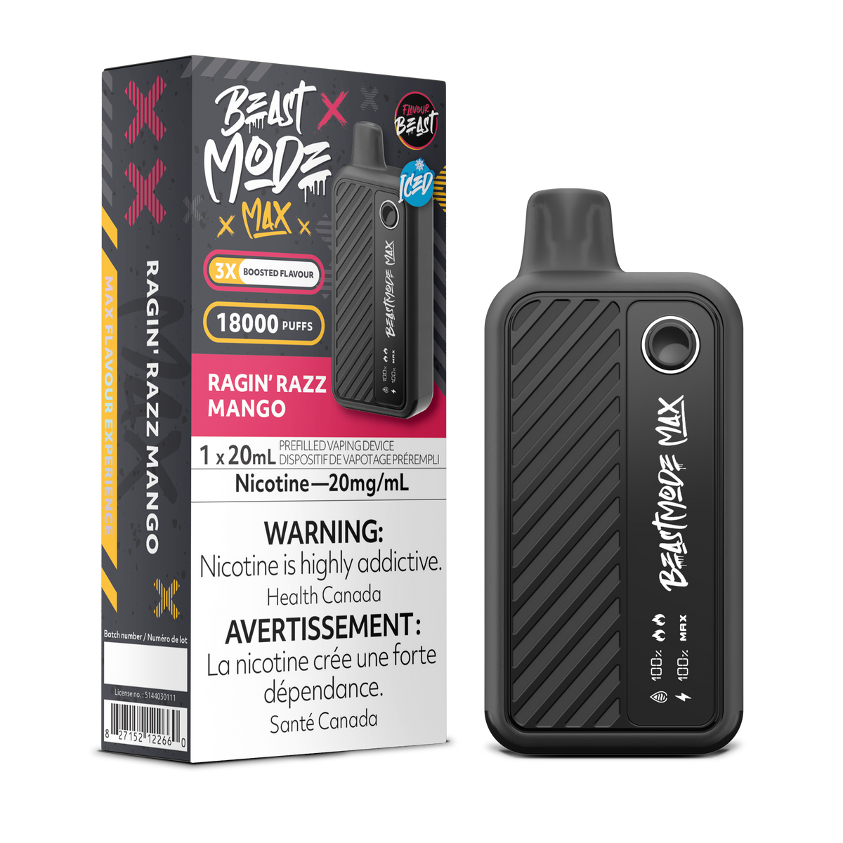 Ragin' Razz Mango Vape - Flavour Beast Beast Mode Max 18K Disposable  