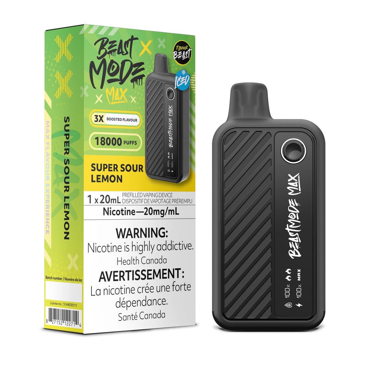 Super Sour Lemon Vape - Flavour Beast Beast Mode Max 18K Disposable