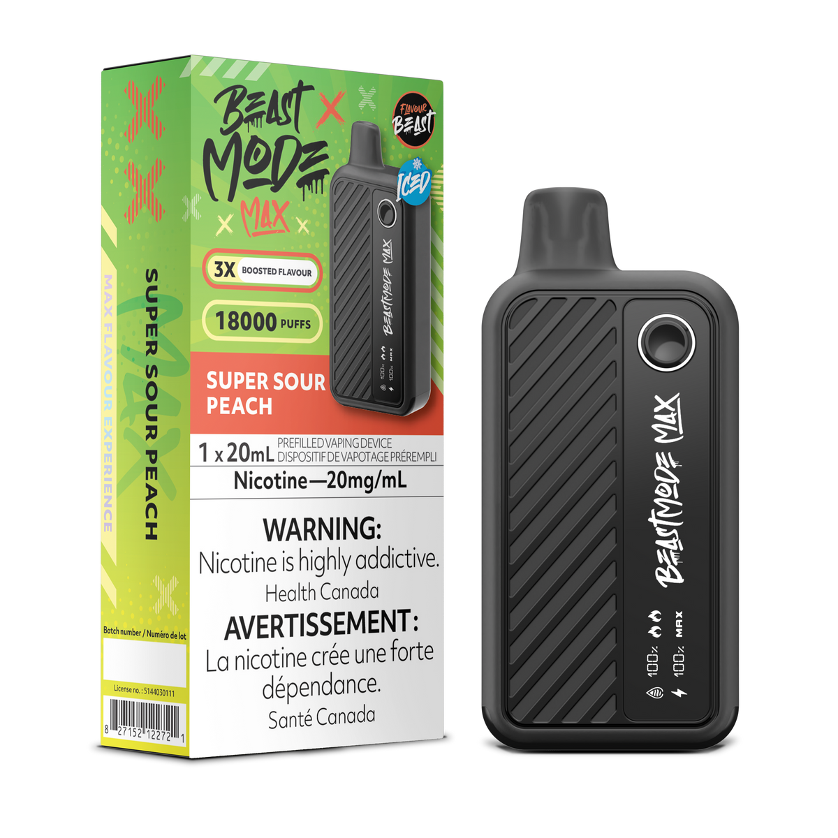 Super Sour Peach Vape - Flavour Beast Beast Mode Max 18K Disposable 