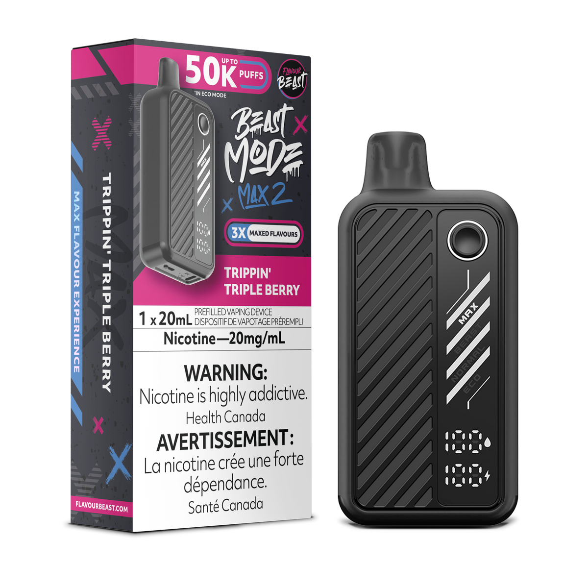 Trippin' Triple Berry Vape - Beast Mode Max 2 -  50K Puffs |  Disposable Canada