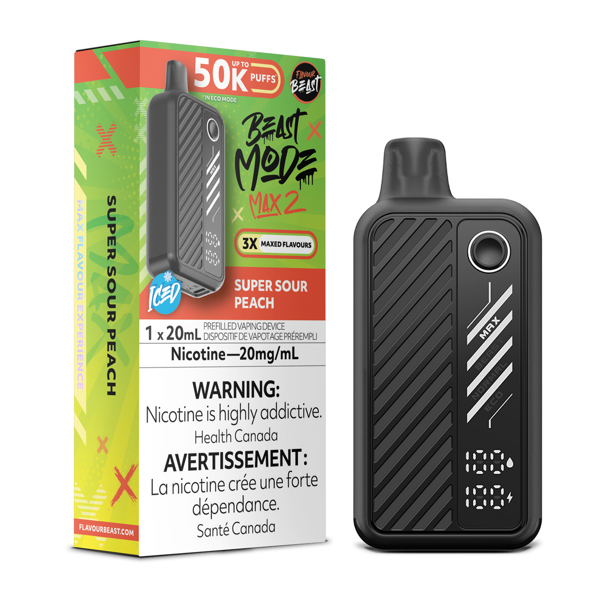 Super Sour Peach Vape  – Beast Mode Max 2 – 50 K Puffs| Disposable Canada
