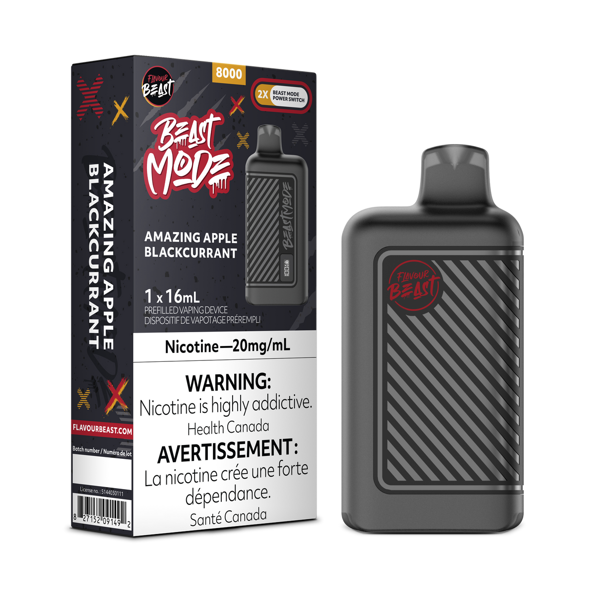 Amazing Apple Blackcurrant Vape - Flavour Beast Beast Mode 8K Disposable