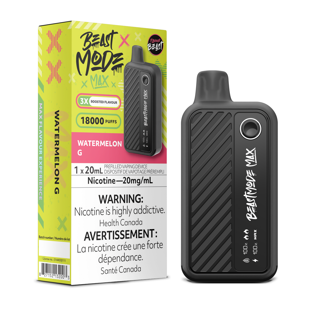 Watermelon G Vape - Flavour Beast Beast Mode Max 18K Disposable 