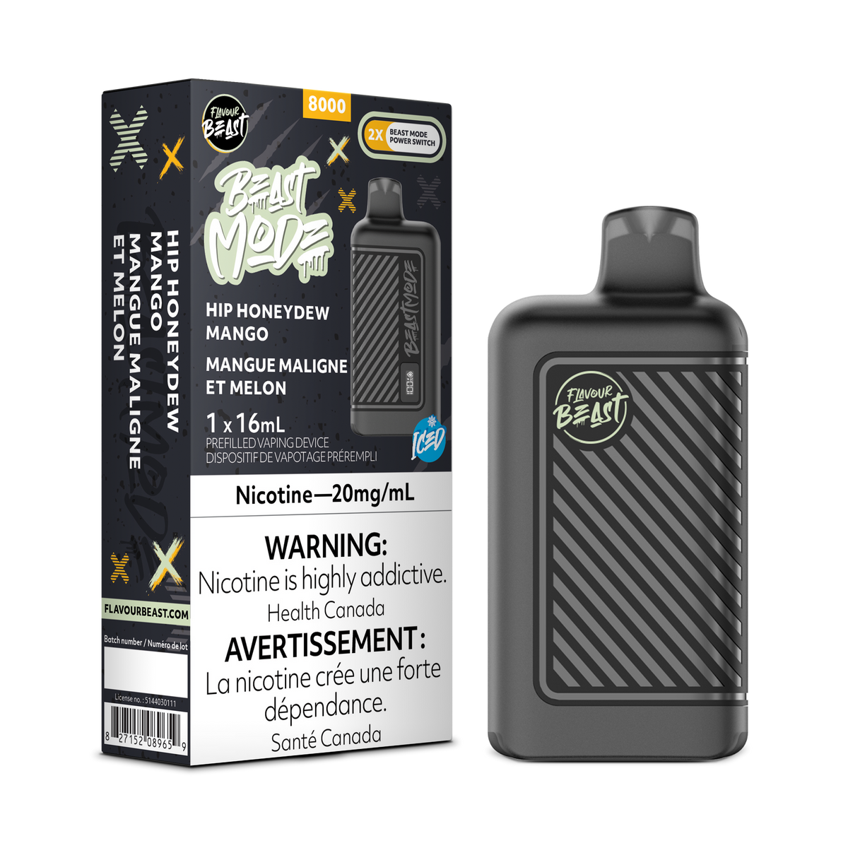Hip Honeydew Mango Iced Vape - Flavour Beast Beast Mode 8K Disposable 