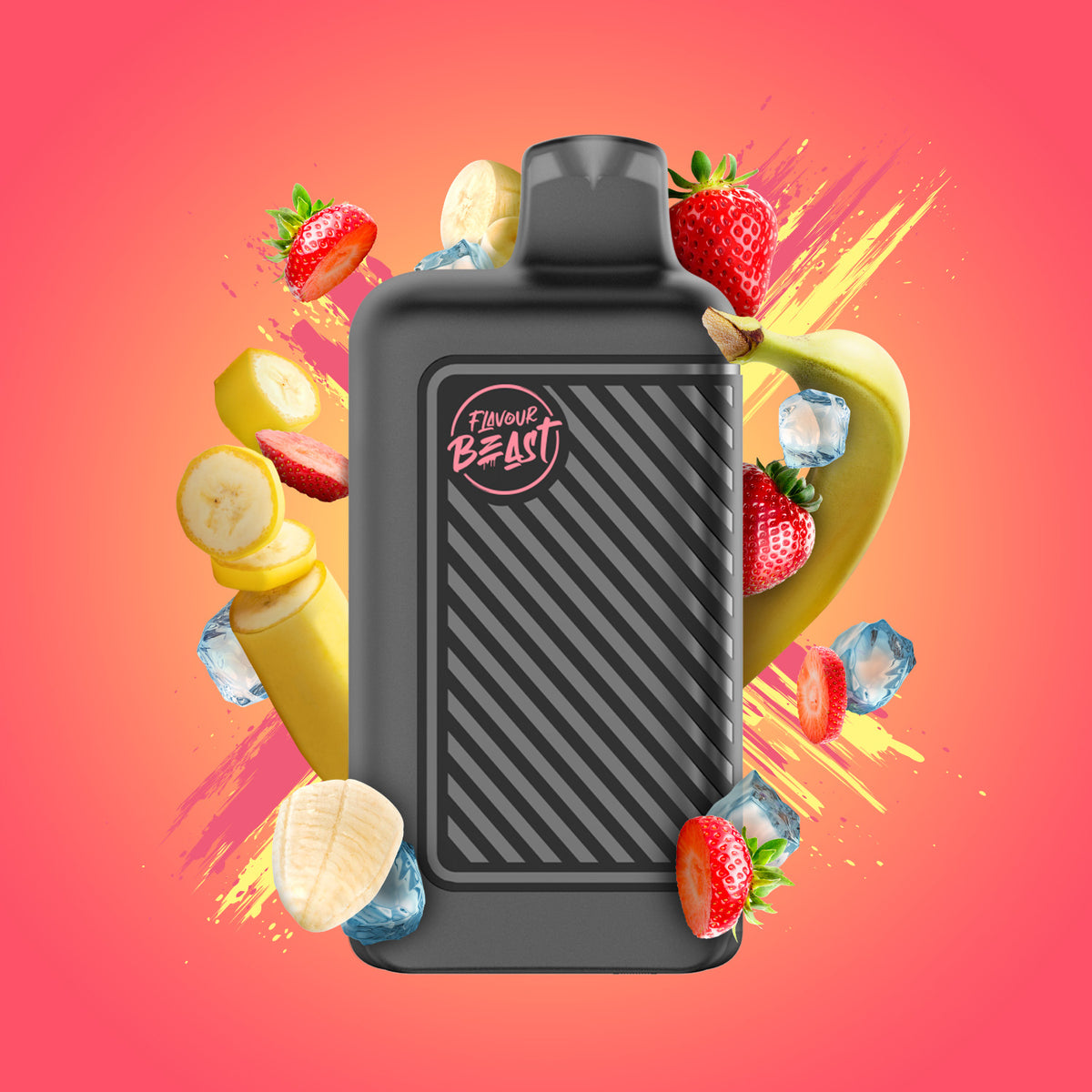 Str8 Up Strawberry Banana Iced Vape - Flavour Beast Beast Mode 8K Disposable