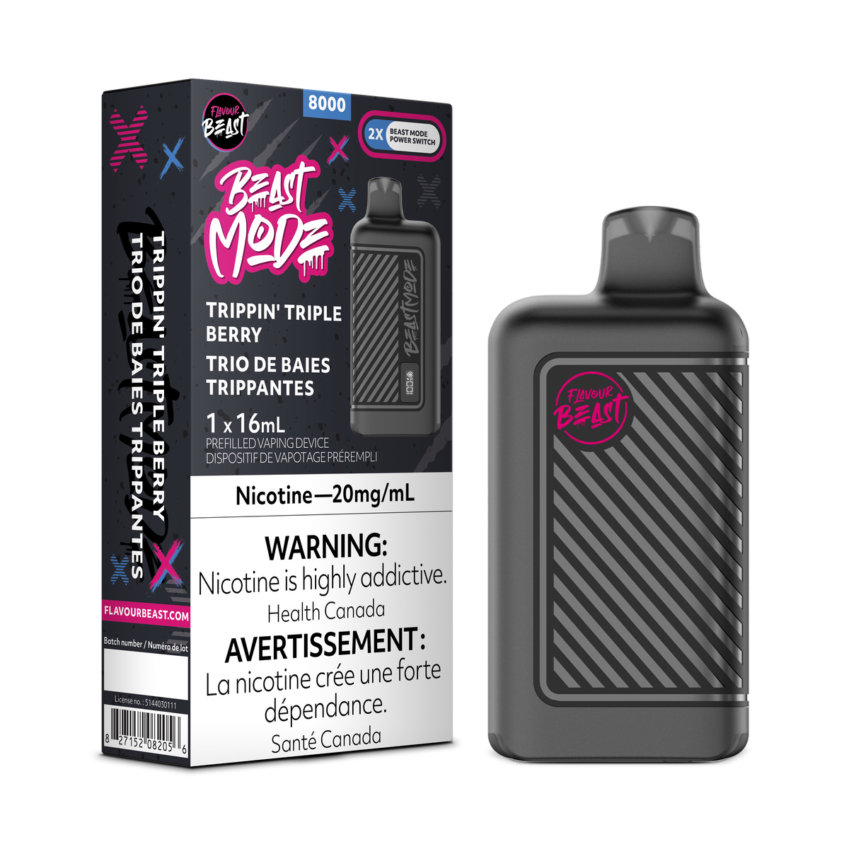 Trippin' Triple Berry Vape - Flavour Beast Beast Mode 8K Disposable