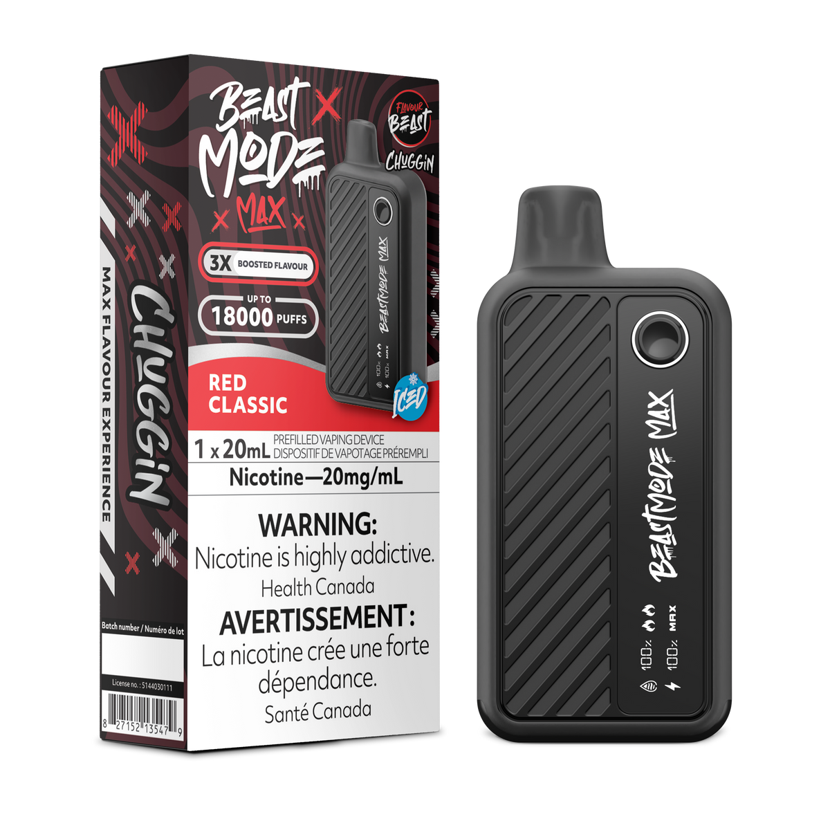 Chuggin' Red Classic Vape - Flavour Beast Beast Mode Max 18K Disposable