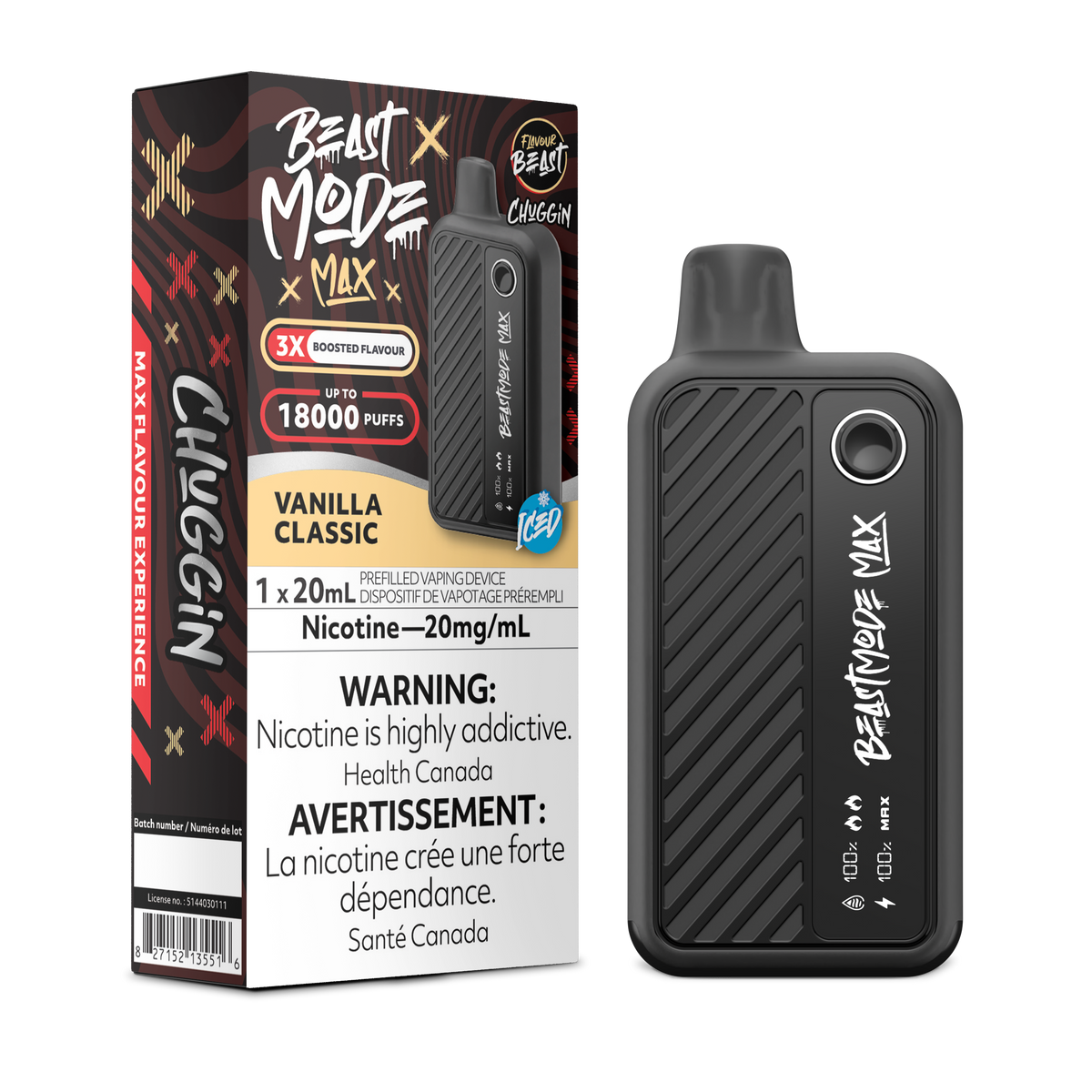 Chuggin' Vanilla Classic Vape - Flavour Beast Beast Mode Max 18K Disposable 