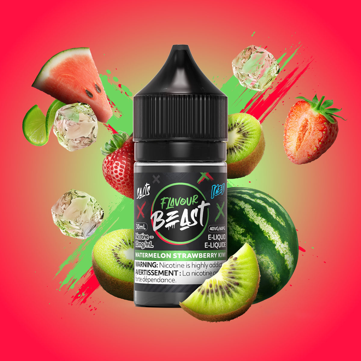 Flavour Beast E-Liquid - Watermelon Strawberry Kiwi Iced (AB)
