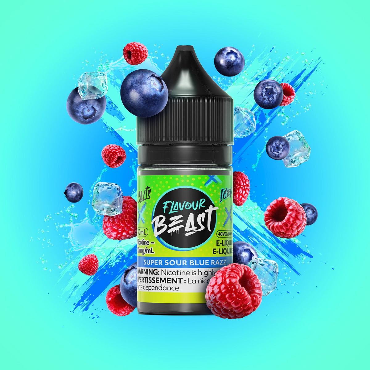 Super Sour Blue Razz Vape - Flavour Beast E-Liquid - 20mg/mL (30mL)